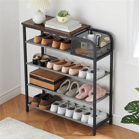 HOMEFAN Shoe Rack 5 Tier Shoe Storage Organizer With Mesh Storage