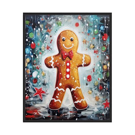 Gingerbread Man Poster Art Print Holiday Christmas Wall Decor Painting