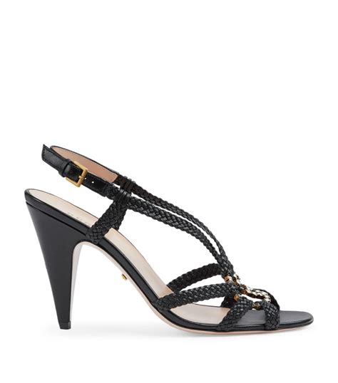 Womens Gucci Black Leather Interlocking G Sandals Harrods Uk