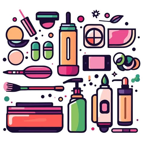 Conjunto De Accesorios De Belleza O Cosméticos O Maquillaje Colección Ilustración Vectorial