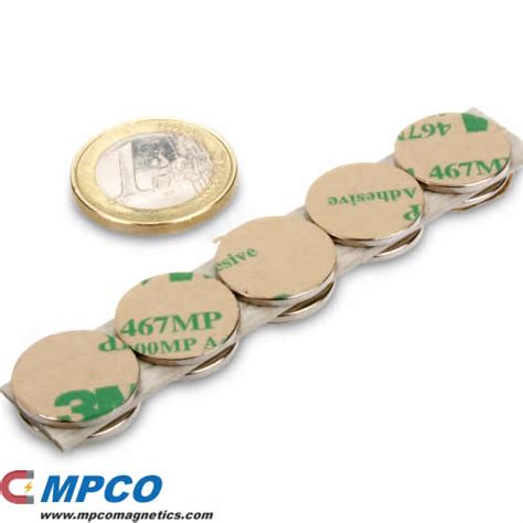 Self Adhesive Neodymium Magnet Disc N40 Ø 16 X 1mm Magnets Mpco