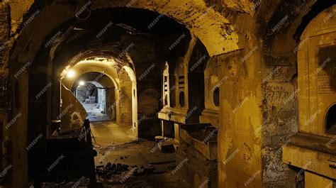 Premium Photo | Haunted catacombs filled with ancient tombs and eerie ...