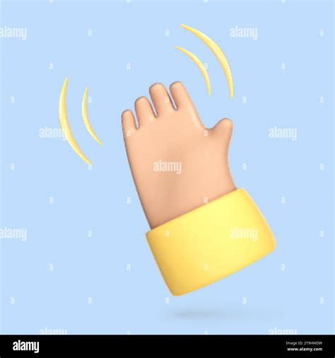 3d Cartoon Hand Waving Icon Hand Gesture Hello And Goodbye Symbol