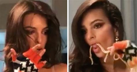 Totally Tasty Emily Ratajkowski Devours Pasta While In Sexy Lingerie Daily Star