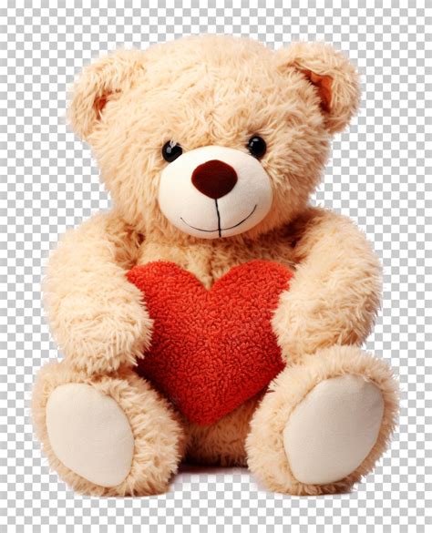 Premium Psd Cute Teddy Bear Holding Heart Stuffed Toy Isolated On