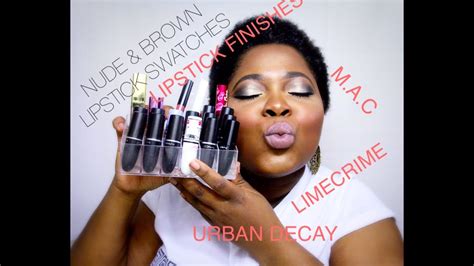 NUDE BROWN LIPSTICK COLLECTION FINISHES LIP SWATCHES ON DARK SKIN