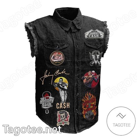 Johnny Cash I Walk The Line Denim Vest Sleeveless Jacket Tagotee