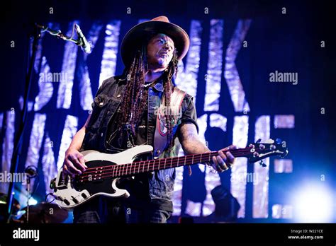 Cass Lewis Bassist Of The British Band Skunk Anansie Performing Live On Stage For The 25th