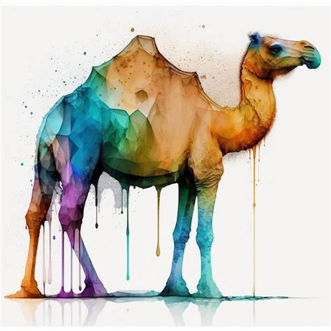 Premium AI Image | A colorful camel with a mountain on it