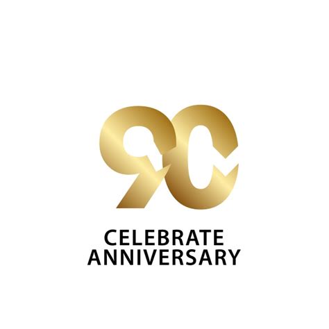 90 Anniversary Vector Hd Images, 90 Years Anniversary Celebrate Gold Vector Template Design ...