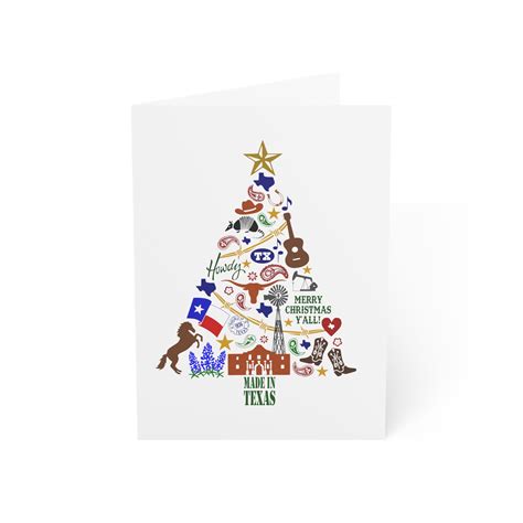 Texas Christmas Card Texas Holiday Tree Greeting Card Set Texas