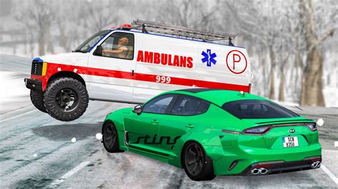 Ambulance Crashes With Dummy 2 Beamng Drive Youtube