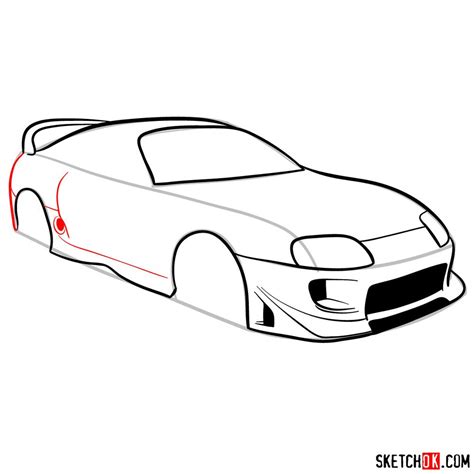 How To Draw 1993 Toyota Supra In 12 Steps Sketchok Easy Drawing Guides