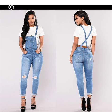 Qmgood Denim Overalls Woman 2018 Jean Jumper Female Denim Jumpsuit Sexy