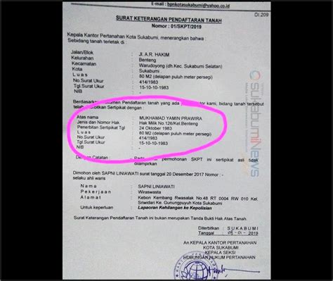 Contoh Surat Pernyataan Kepemilikan Sertifikat Tanah Surat Permohonan