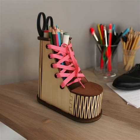 Laser Cut Shoe Shape Desk Accessories Organizer Cdr File Free Download