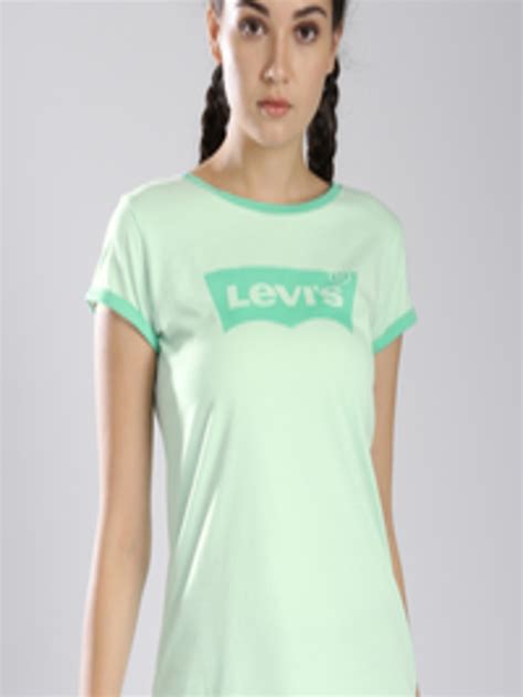 Buy Levis Women Green Printed Round Neck Pure Cotton T Shirt Tshirts