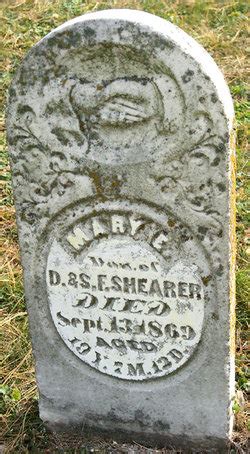 Mary E Shearer 1850 1869 Mémorial Find a Grave