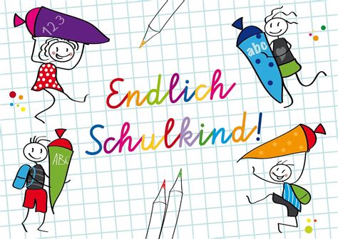 ENDLICH SCHULKIND 10 Einschulungs Einladungen 10793 10 Er Set