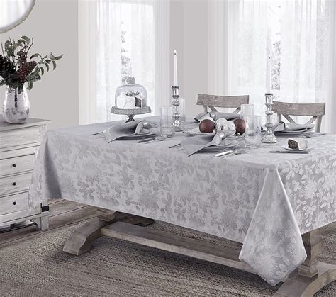 Newbridge “christmas Carol” Holiday Noel Damask Tablecloth Holly Leaf And Poinsettia Weave