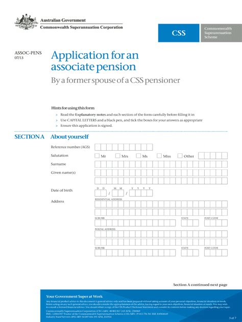 Fillable Online Css Gov Application For An Associate Pension By The