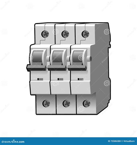 Interruptor Moldado Do Caso Multi polo Modular Ilustração Stock