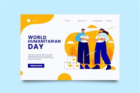 Premium Vector World Humanitarian Landing Page Template Design