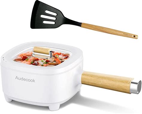 Amazon Audecook Hot Pot Electric L Cermic Glaze Non Stick Frying Pan Inch Portable