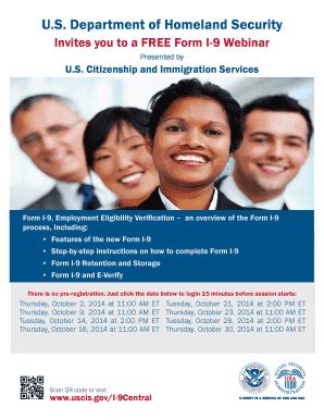 Fillable Online Uscis Form I 9 Webinar Flyer September 2014 USCIS