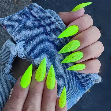 65 Stylish Stiletto Nail Art Designs Neon Green Nails Acrylic Nails