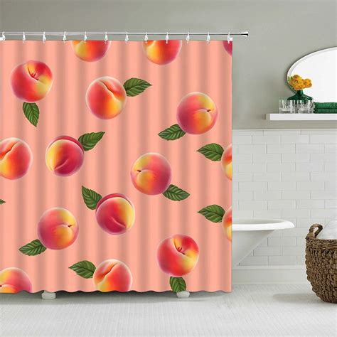 Fruit Shower Curtain Cartoon Cute Strawberry Watermelon Peach Pineapple