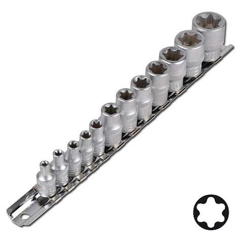 Jeu de douilles Torx 12 pièces 1 4 et 3 8