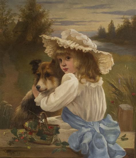 Girl With Dog Painting at PaintingValley.com | Explore collection of Girl With Dog Painting