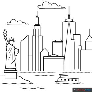 New York Skyline Coloring Page | Easy Drawing Guides