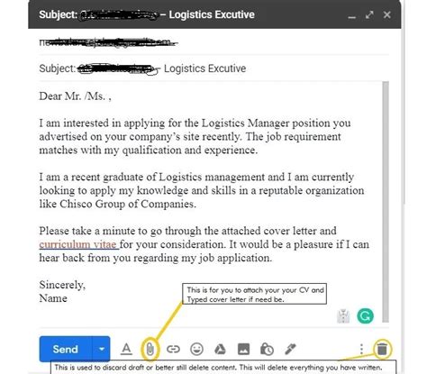 write  email   job application