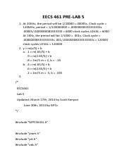 EECS 461 PRELAB5 Pdf EECS 461 PRE LAB 5 1 At 20KHz The Period Will