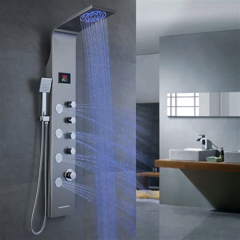 Rovate Modern Led Rainfall Waterfall Shower Panels Tower System Multi