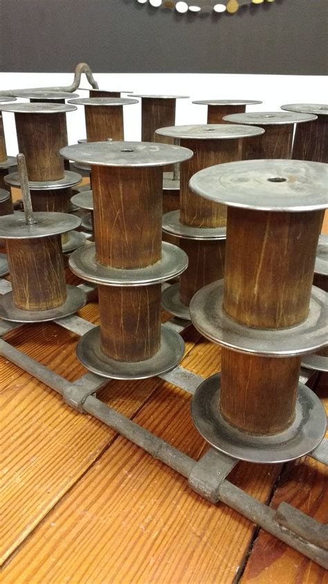 Vintage Wood And Metal Spools Antique Spool Sewing Etsy Wood And