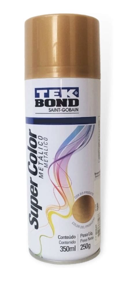 Tinta Spray Tek Bond Ouro Metálico Super Color 350ml 250g MercadoLivre