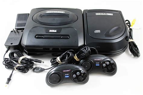 Sega Genesis V2 With Cd System Attachment And 2 Controllers