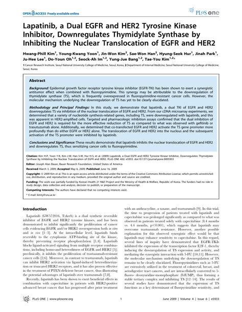 PDF Lapatinib A Dual EGFR And HER2 Tyrosine Kinase Inhibitor