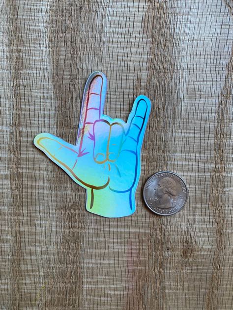 Holographic ASL ILY Sticker Vinyl Decal American Sign | Etsy
