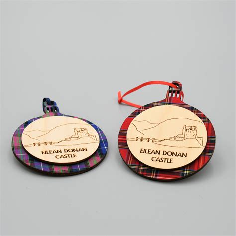 Eilean Donan Castle Wood and Tartan Christmas Decoration - Eilean Donan