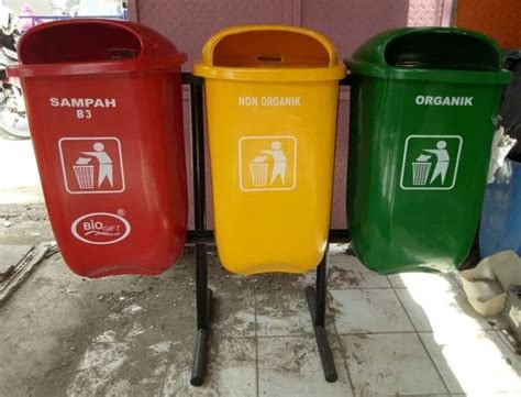 Jual Tempat Sampah 1 Set 3 Pilah Merah Kuning Hijau Di Lapak Multi