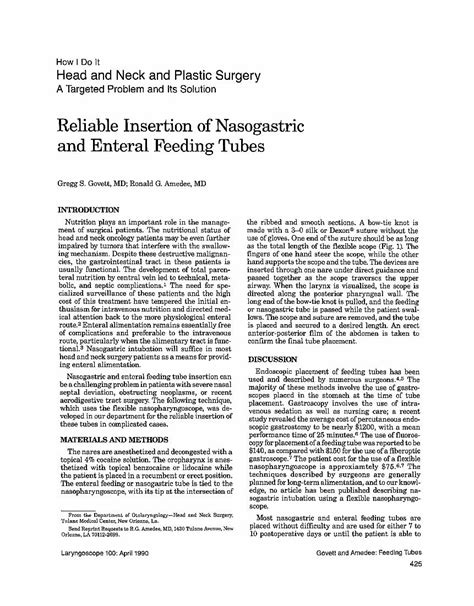 Pdf Reliable Insertion Of Nasogastric And Enteral Feeding Tubes