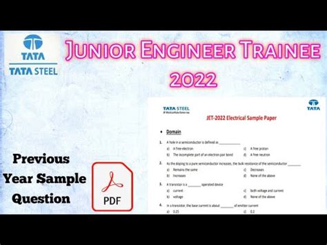 Tata Steel JET 2022 Previous Year Question Paper JET 2022 Question