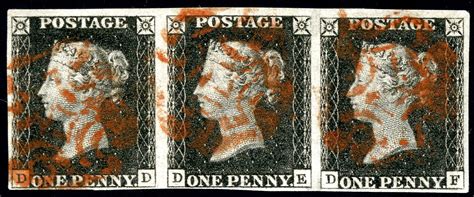 John Kinnard Stamps SG 2 As 5 1d Black Plate 1b Very Fine Strip Of