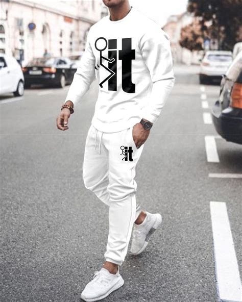 Mens Sports Sweatshirt And Sweatpants Set Two Piece Casual Tracksuit