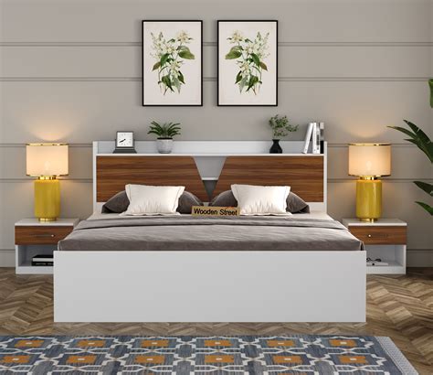 Buy Evaline King Size Bed With Storage (Box Storage, Exotic Teak Frosty White Finish) at 24% OFF ...