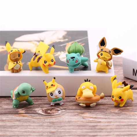 Cartoon 8pcs Pokemon Action Figure Model PVC Toys For Kid Pikachu